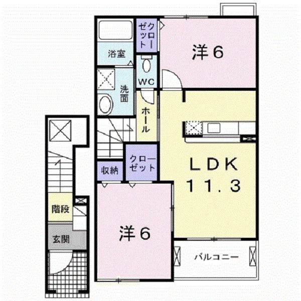 リュミエールB(2LDK/2階)の間取り写真
