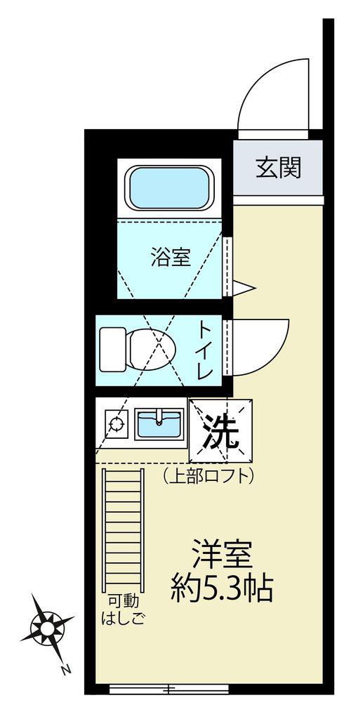 ヒルズ上星川B棟(ワンルーム/2階)の間取り写真