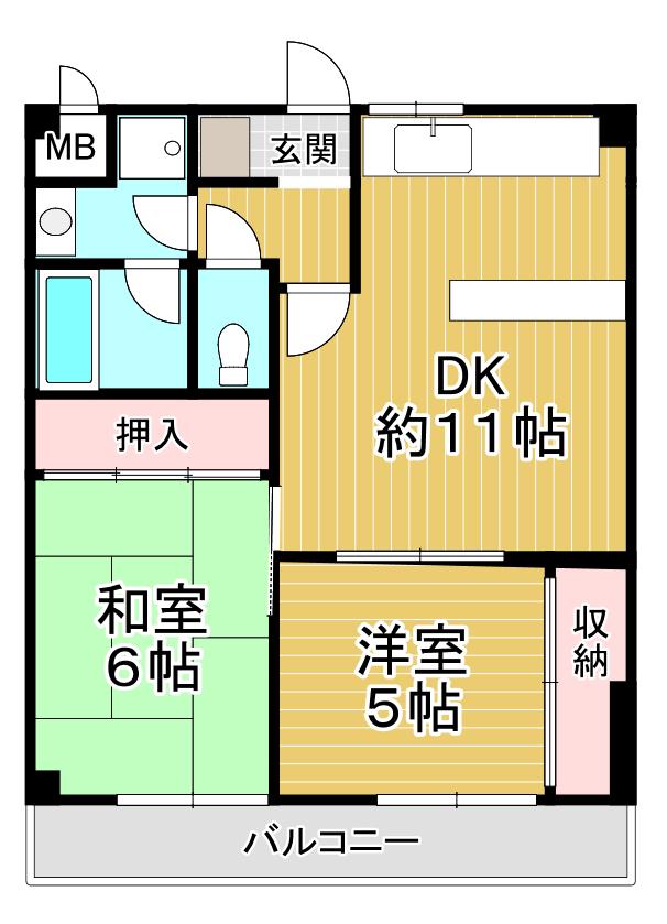 郷部ウイング(2DK/3階)の間取り写真