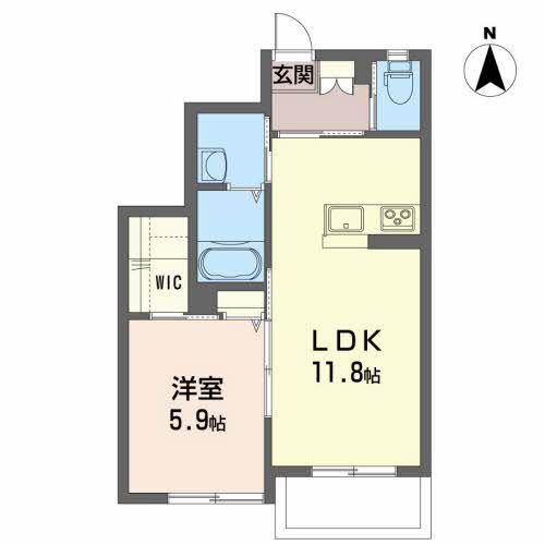 ドミール・サン(1LDK/1階)の間取り写真