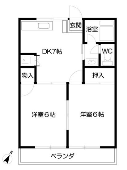 堀之内ハイツ(2DK/2階)の間取り写真