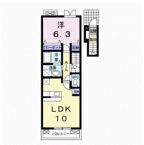 メゾンアルモニー(1LDK/2階)の間取り写真