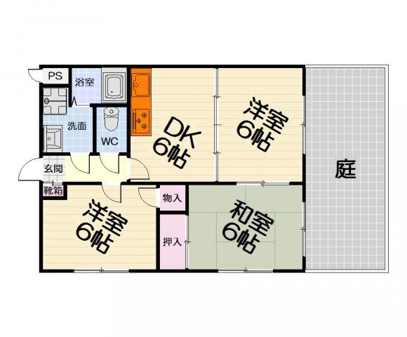 ベルフォーレ深井(3DK/2階)の間取り写真