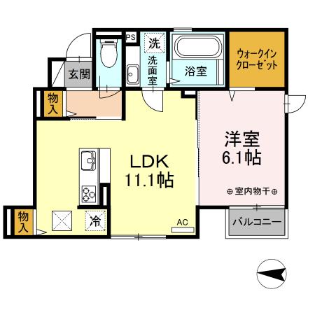 フェリシア3(1LDK/1階)の間取り写真