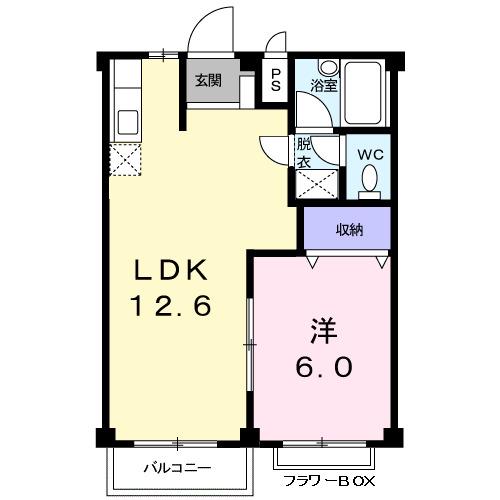 ルネッサンス立田(1LDK/2階)の間取り写真
