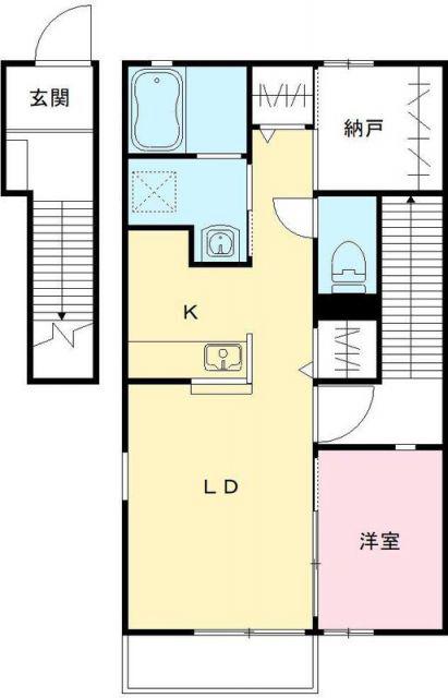 ハーベスト柵町(1LDK/2階)の間取り写真