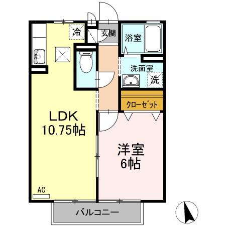 エスポワールA(1LDK/1階)の間取り写真