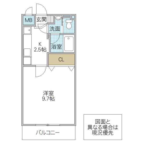 クランメール・赤塚(1K/2階)の間取り写真