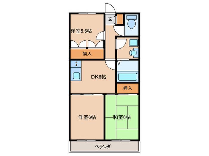 メゾンパークサイド(3DK/2階)の間取り写真