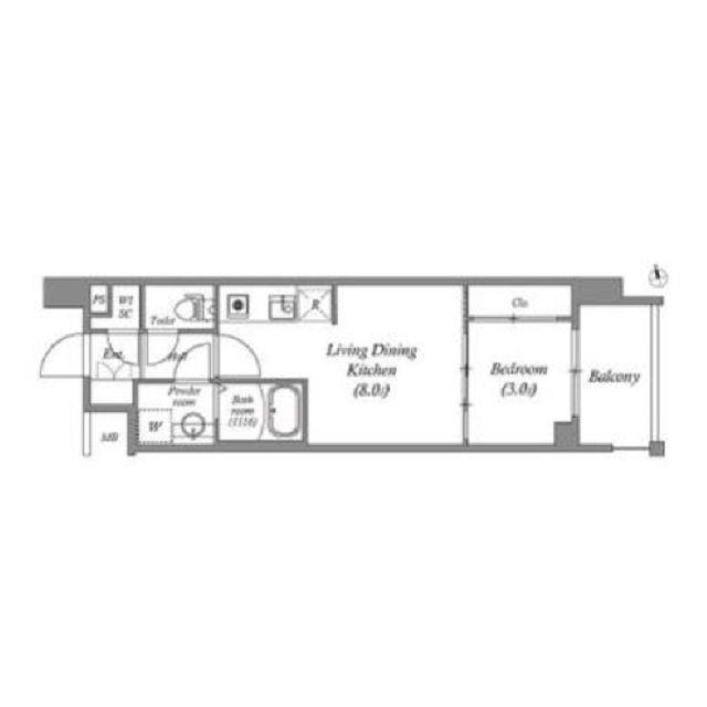 ARTIZA瓦屋町I(1LDK/8階)の間取り写真