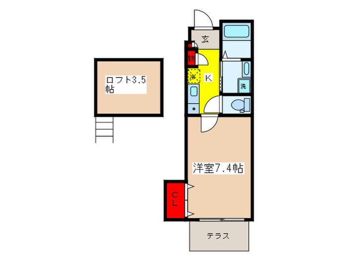メゾンルミエール(1K/1階)の間取り写真