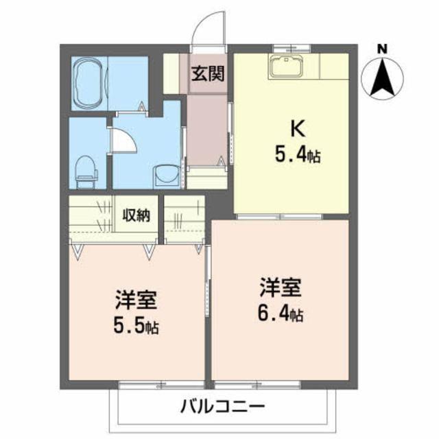 シュッテン・アンスバッハC(2K/2階)の間取り写真