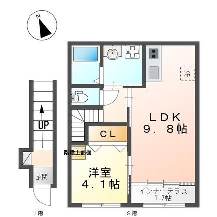 CASA山鳥(1LDK/2階)の間取り写真