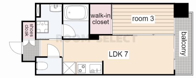 スリーアイランドタワー桜山(1LDK/7階)の間取り写真