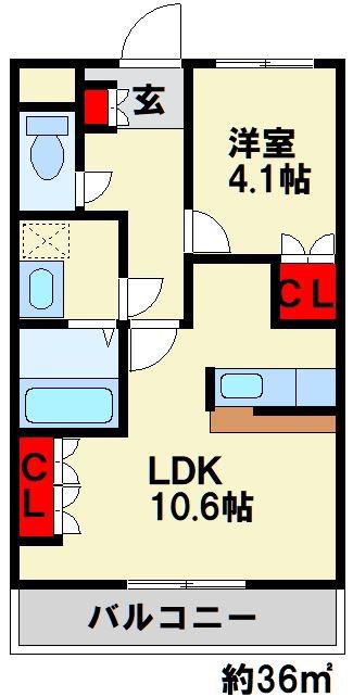 ST..サンライズ(1LDK/1階)の間取り写真