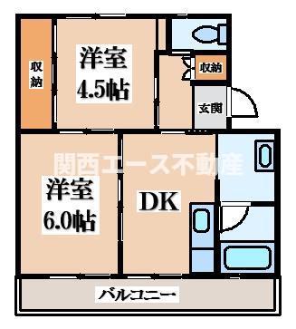 ビレッジハウス山南(2DK/1階)の間取り写真