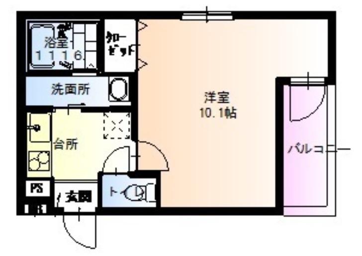 フジパレス堺浅香(1K/2階)の間取り写真