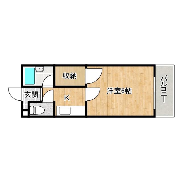 コレクション西田辺(1K/4階)の間取り写真