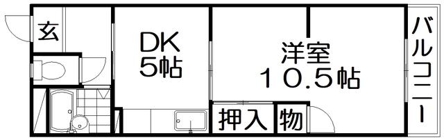 エレガンスシティ(1DK/2階)の間取り写真