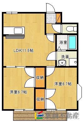 メルベールメゾンII(2LDK/2階)の間取り写真