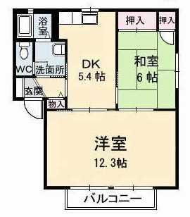 ピアソラ(2DK/2階)の間取り写真