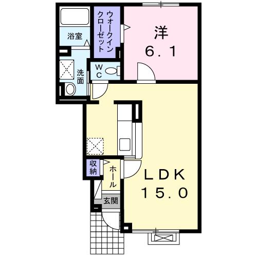 プリムローズ エム(1LDK/1階)の間取り写真