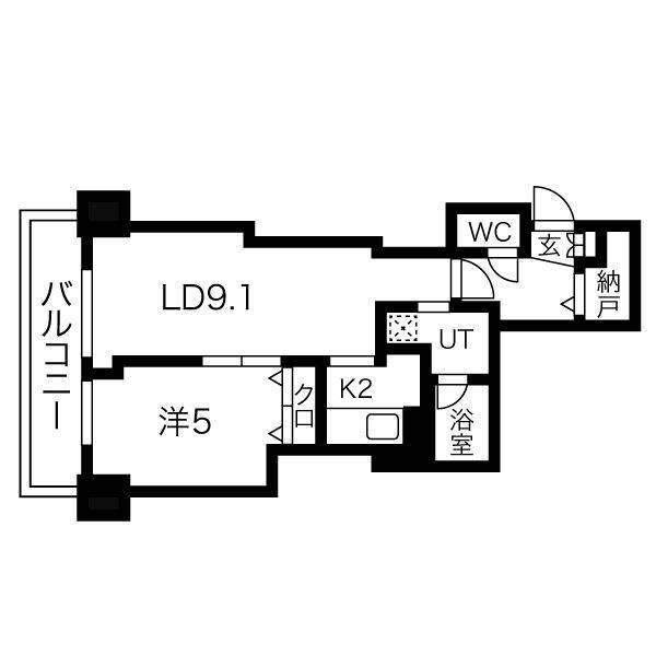 ジュエルタワー(1LDK/17階)の間取り写真