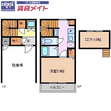 SAPPHIRE THE FIRST(1K/1階)の間取り写真