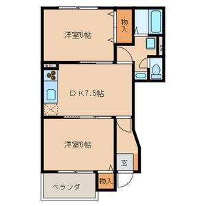 サンジュネス 1(2DK/1階)の間取り写真