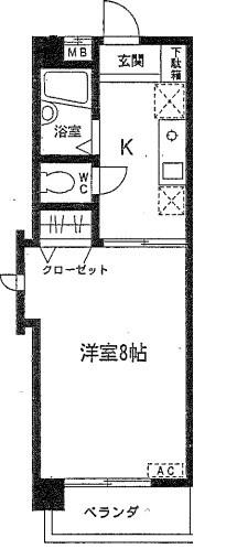 マンション表台(1K/1階)の間取り写真