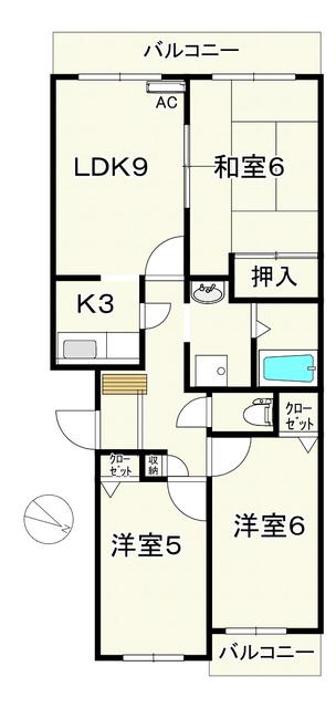嶮山パークヒルズ(3LDK/3階)の間取り写真