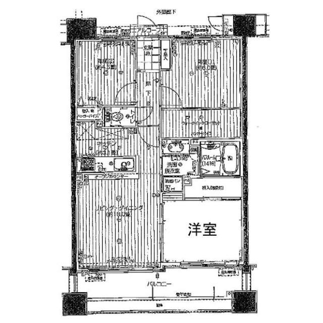 サーパス明徳通(3LDK/8階)の間取り写真