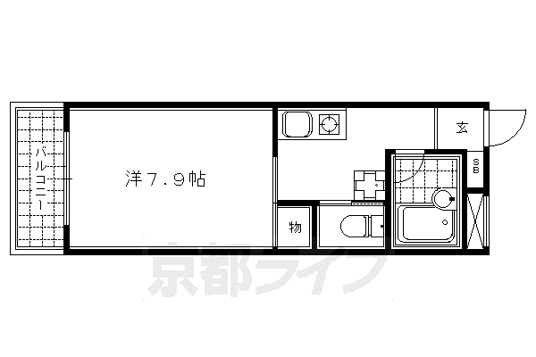 リバーパレス白川(1K/4階)の間取り写真