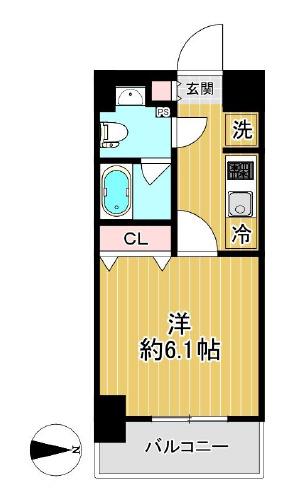 ショーケンレジデンス横浜桜木町(1K/3階)の間取り写真