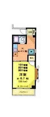 メゾン東栄(1K/1階)の間取り写真