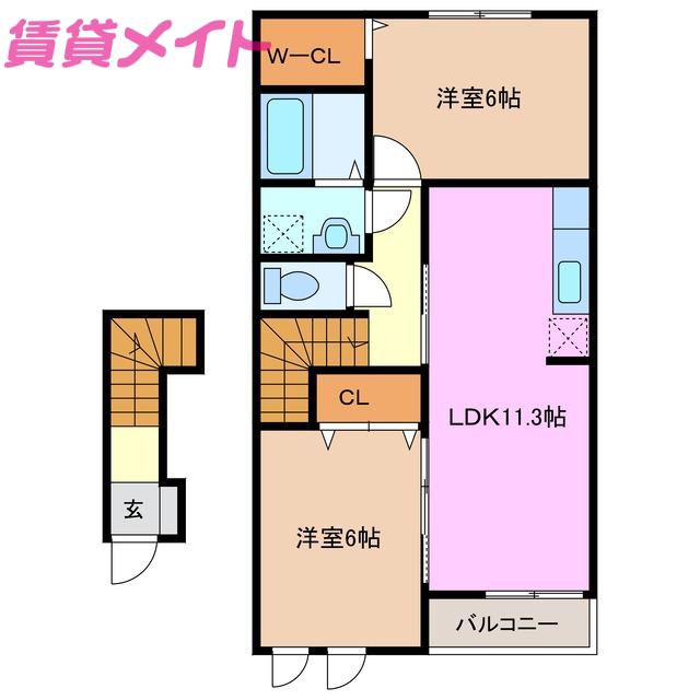 セレーノ・M&K(2LDK/2階)の間取り写真
