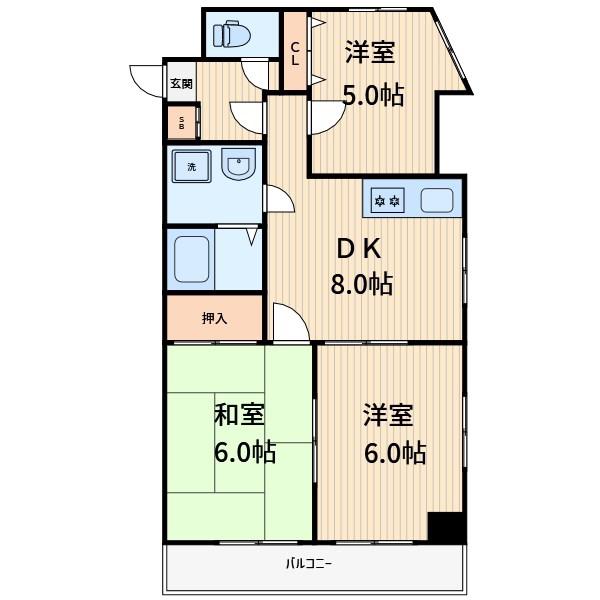 PLATA TOMIOKA(3DK/2階)の間取り写真