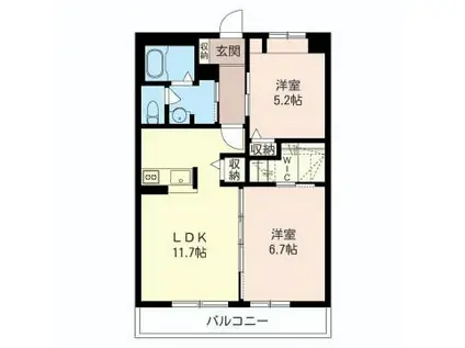 マストライフ南流山(2LDK/2階)の間取り写真