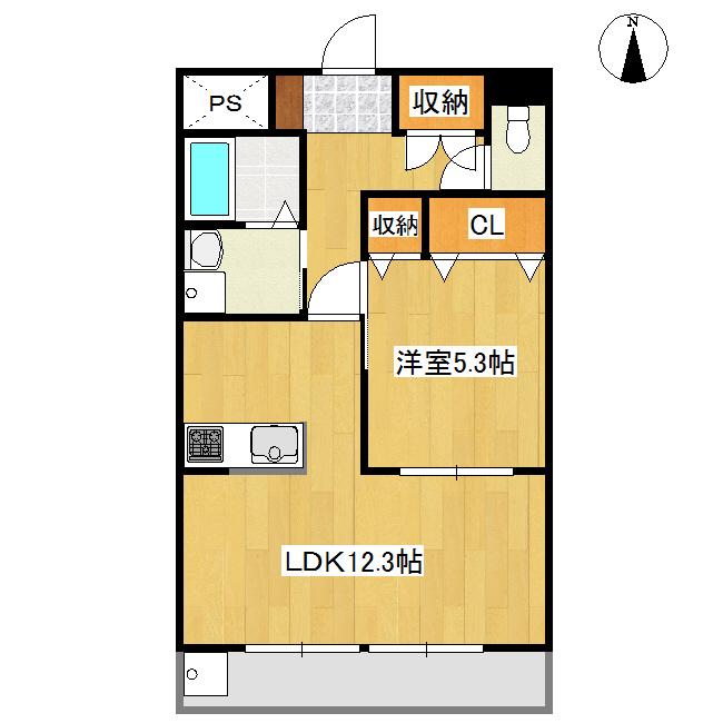 パークヒルズ山吹(1LDK/2階)の間取り写真