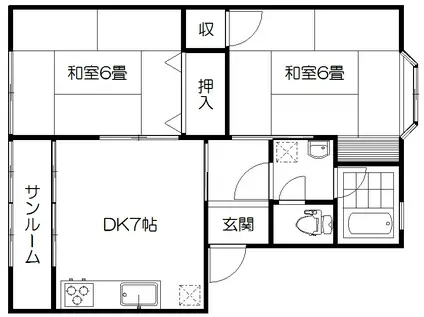 スプリングパレス(2DK/1階)の間取り写真