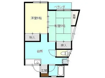 コーポ卯月(2DK/2階)の間取り写真