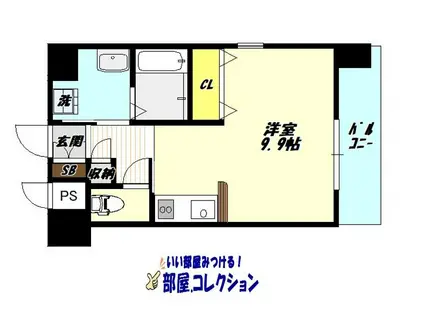 フェリシエ馬借(ワンルーム/8階)の間取り写真