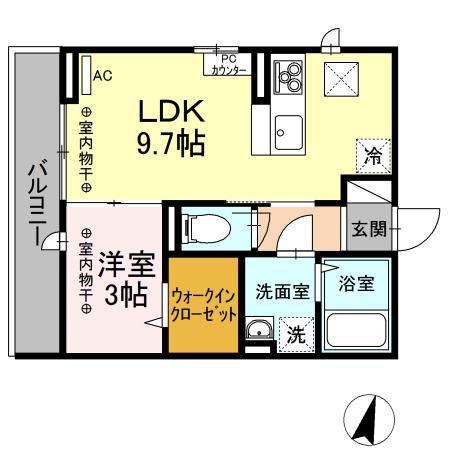コートテラ 105(1LDK/1階)の間取り写真