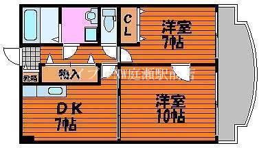 アークハイツ鹿田(2DK/7階)の間取り写真