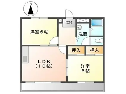 マーブルパレスII(2LDK/2階)の間取り写真