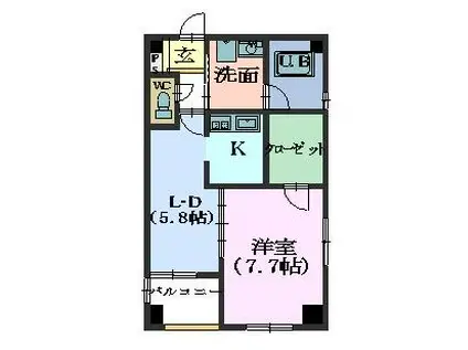 レインボーピア原(1LDK/5階)の間取り写真