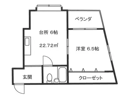 バーバーアダチ(1DK/2階)の間取り写真