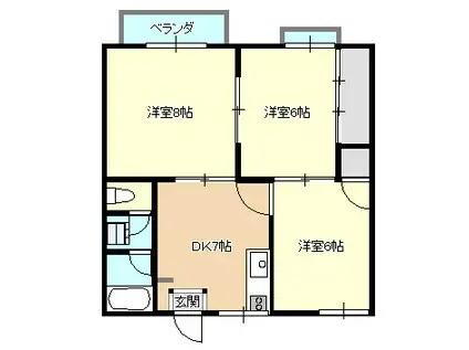 ビバライフ水落(3DK/2階)の間取り写真