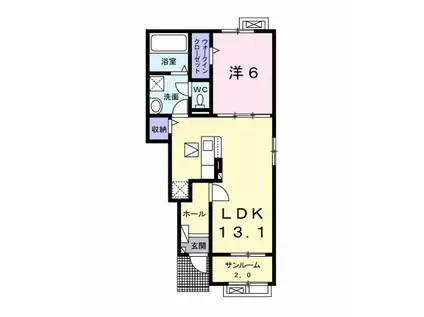 ヴィラ アンソレイユI(1LDK/1階)の間取り写真