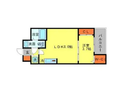 SERENITE北浜(1LDK/13階)の間取り写真